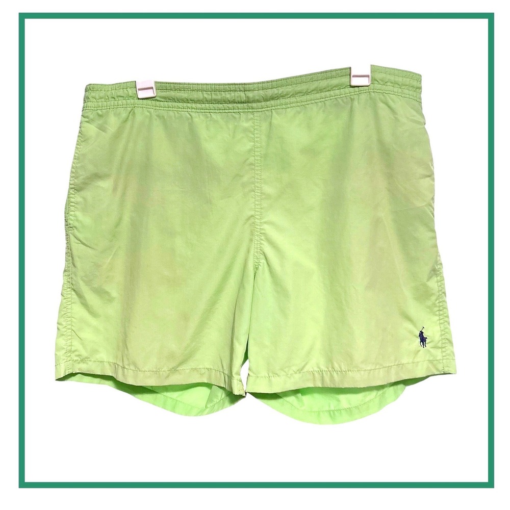Polo Ralph Lauren Mens XL Lime Green Swim Trunks Mesh Lined Pony Logo Shorts